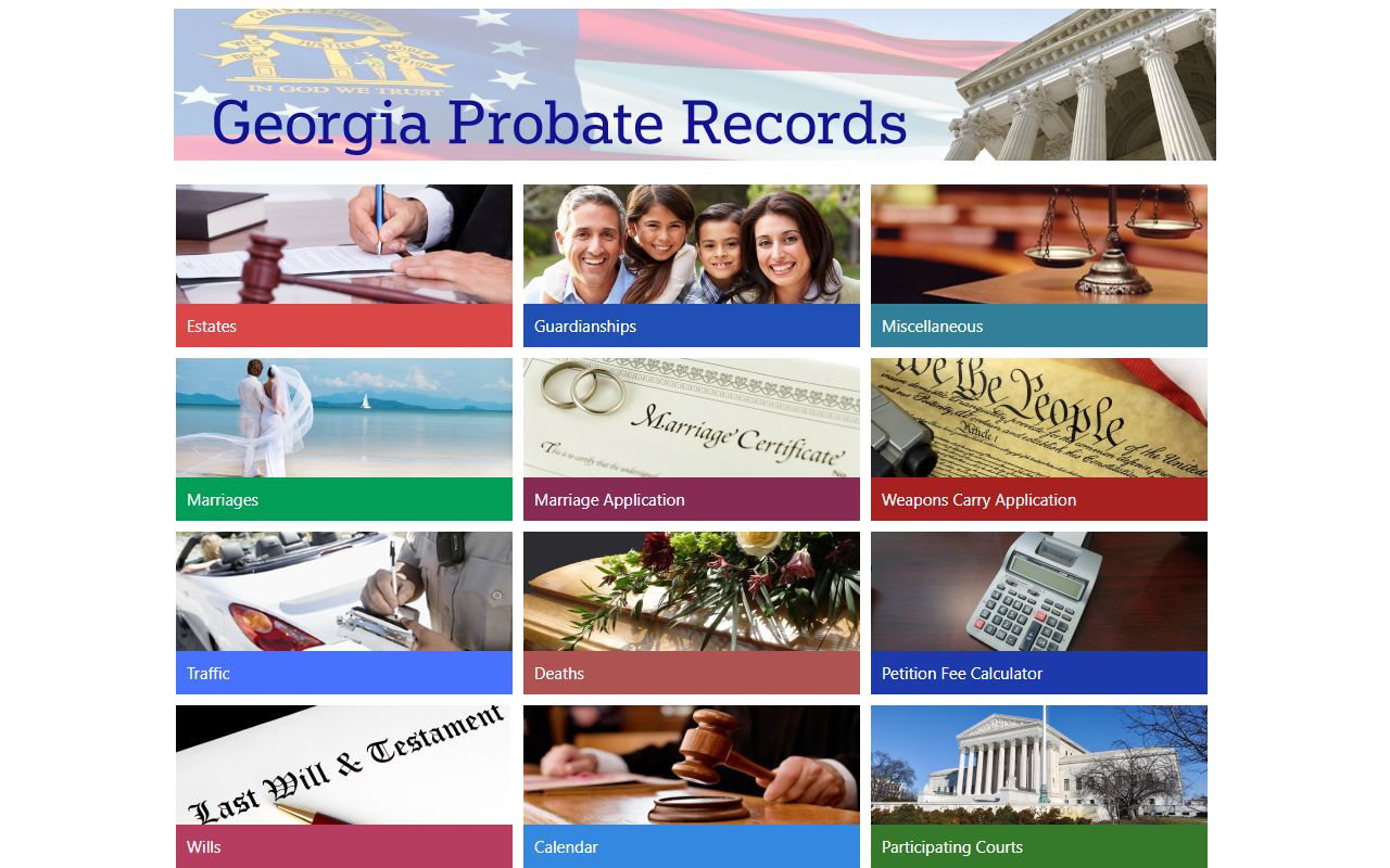 Georgia Probate Records search portal for Georgia marriage license